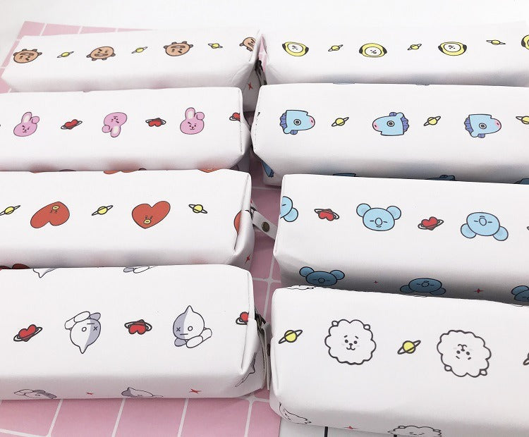 BTS BT21 Pu Leather Pencil Case Pouch thepaperworm