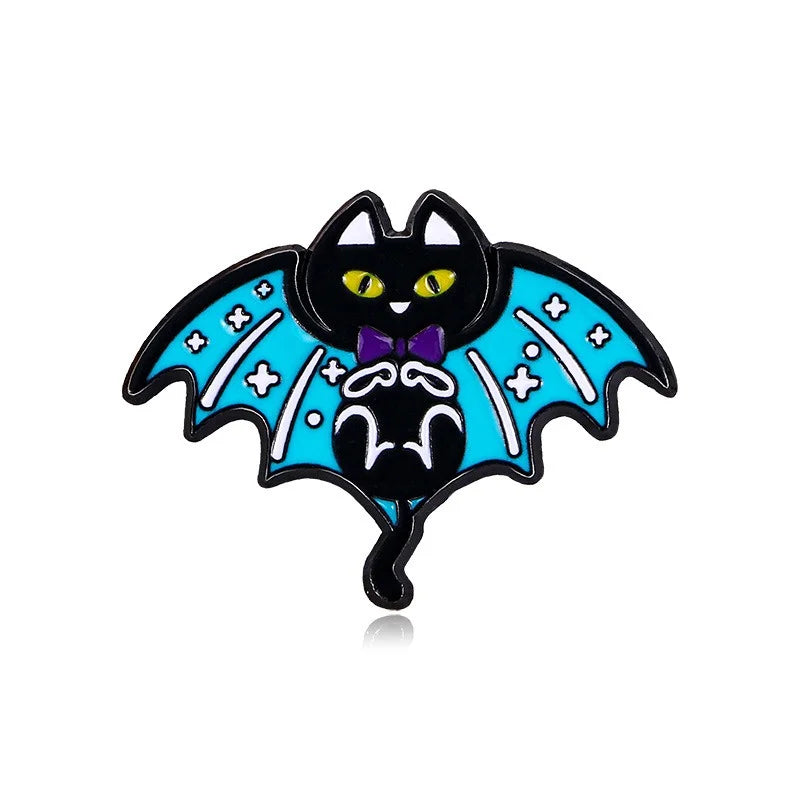 Cute Blue Butterfly Cat Brooch And Enamel Pin