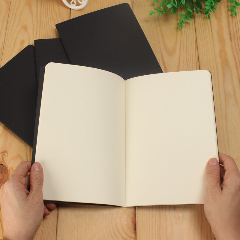 A5 Black Cover Blank Page Notebook