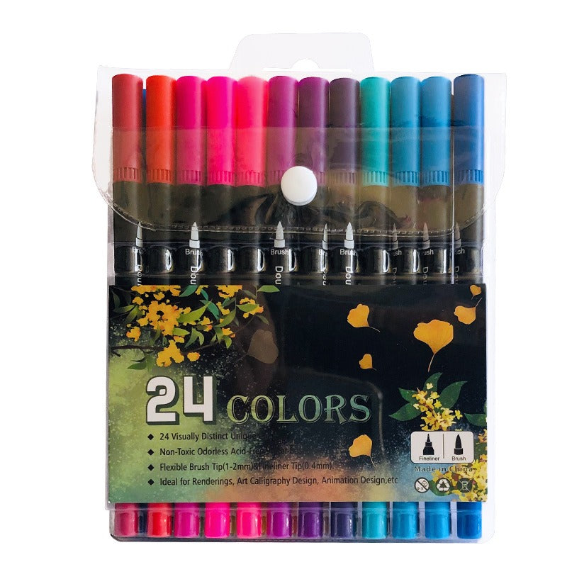 Double Tip Brush Marker set