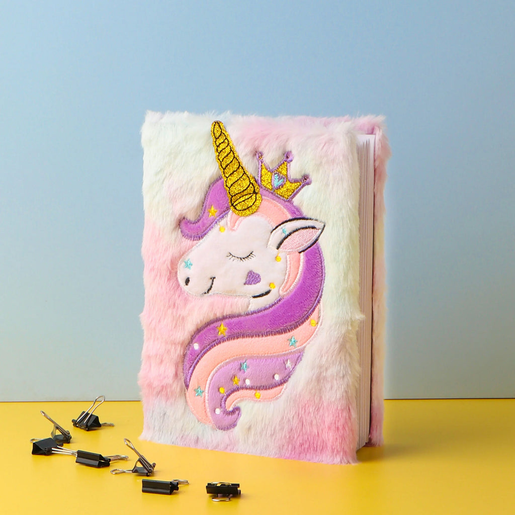 Crown Unicorn Fur Notebook Diary