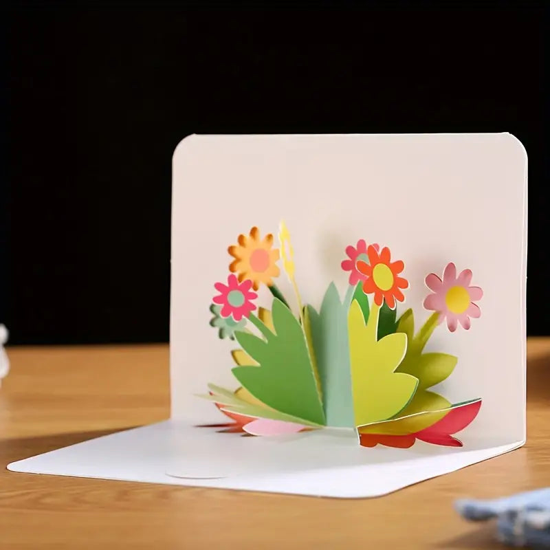 3D Pop-Up Floral Birthday Greeting Card With Envelope