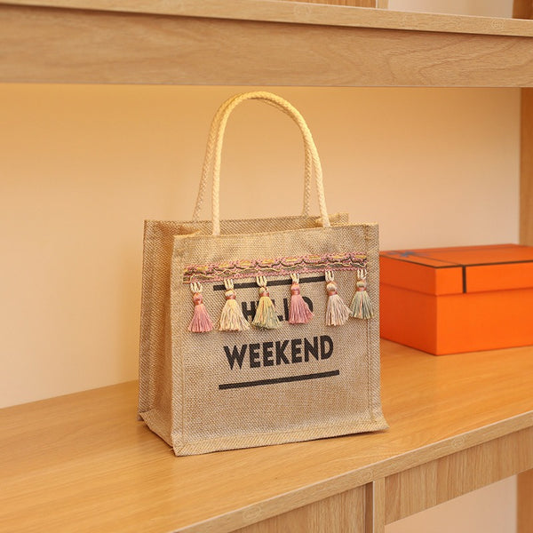 Hello Weekend Boxed Tote with PomPom