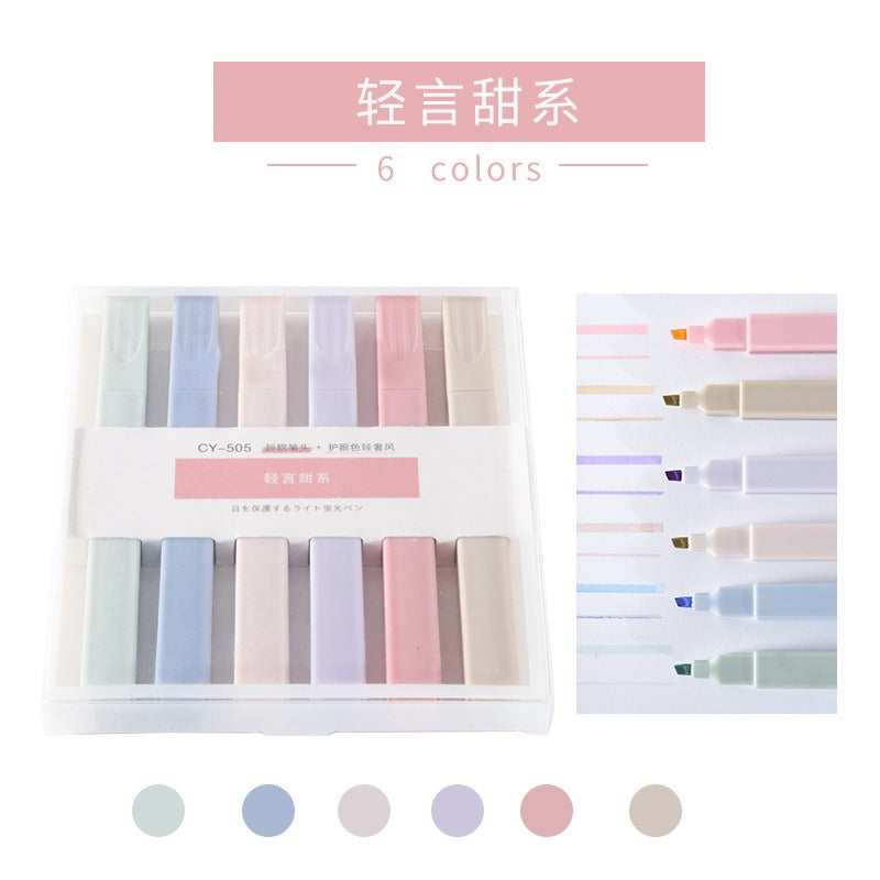 Large Capacity Pastel Colors Highlighters and Markers Set