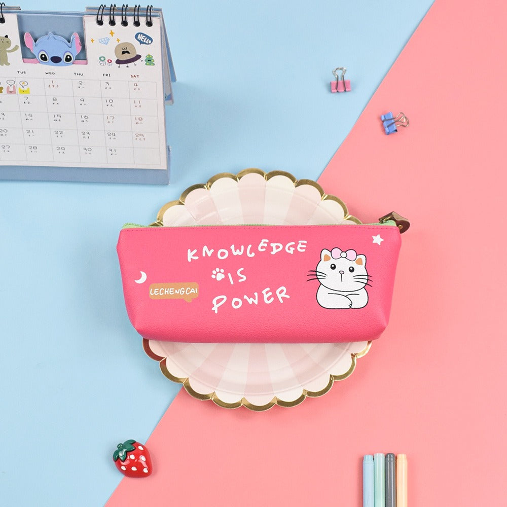 Cute Cat PU Leather Pencil Case and Pouch