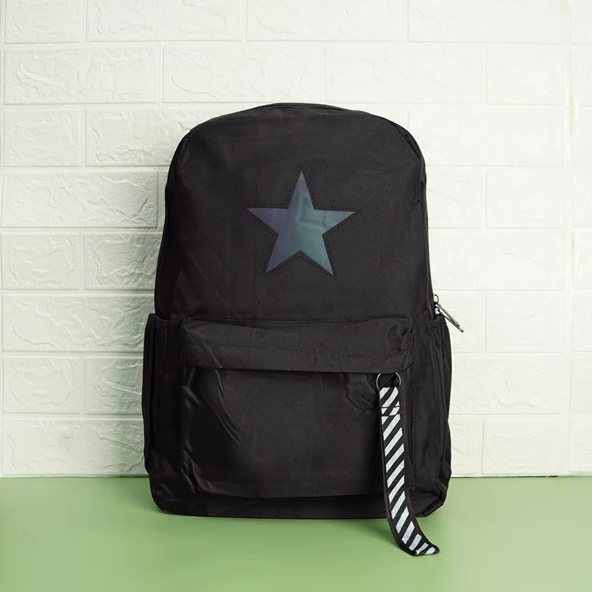 Black Luminous Logo Canvas Backpack Bag - Star