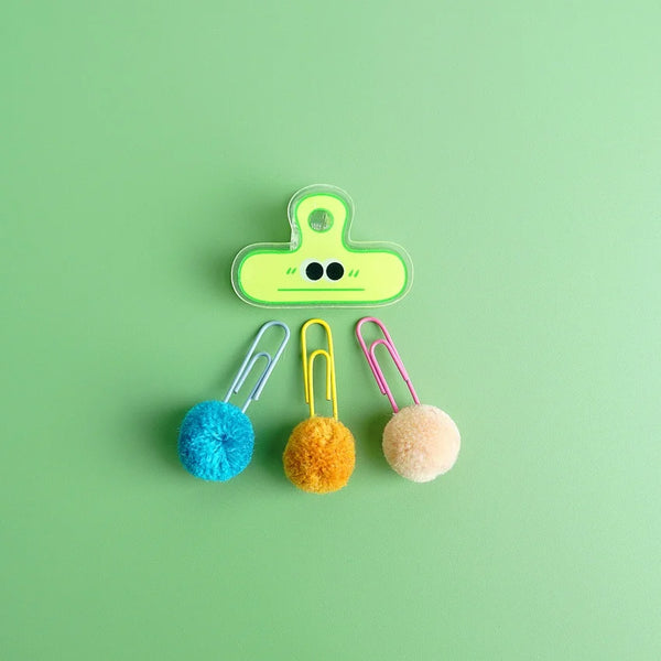 Cartoon Binder Clip With Pom Pom Paper clips