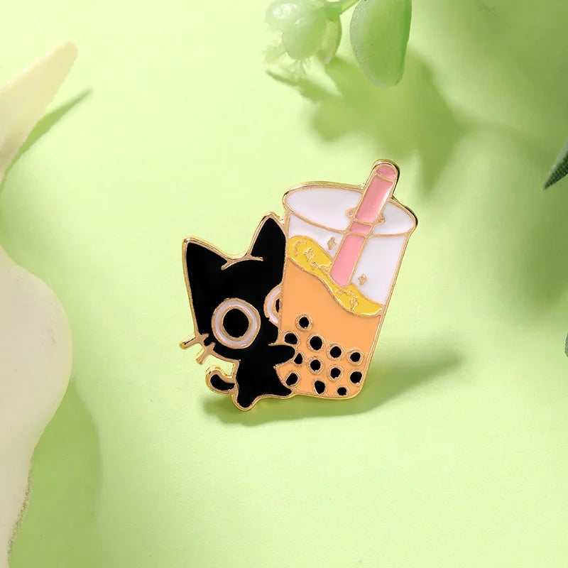 Enamel Pin - Cat with Cup