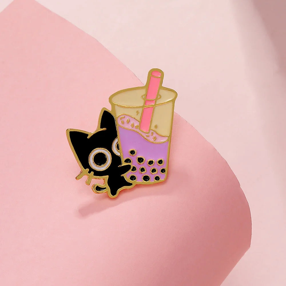 Enamel Pin - Cat with Cup