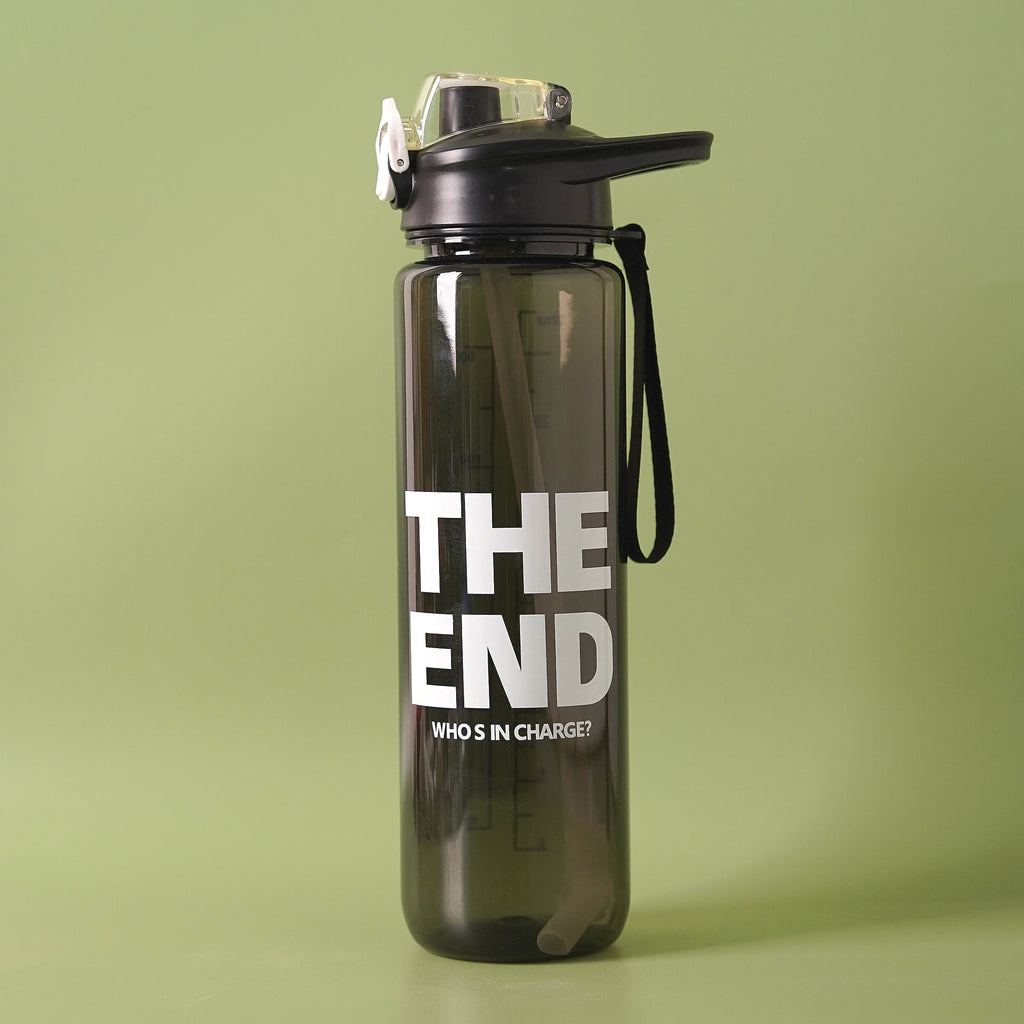 The End Plastic Water Bottle with Handle n Ribbon