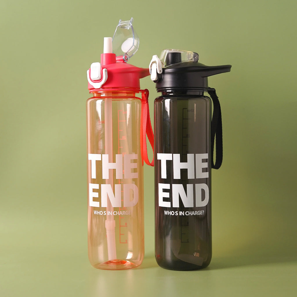 The End Plastic Water Bottle with Handle n Ribbon