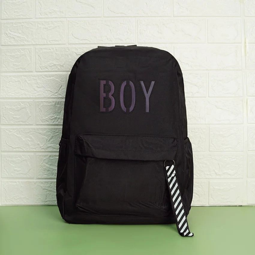 Black Luminous Logo Canvas Backpack Bag - Boy