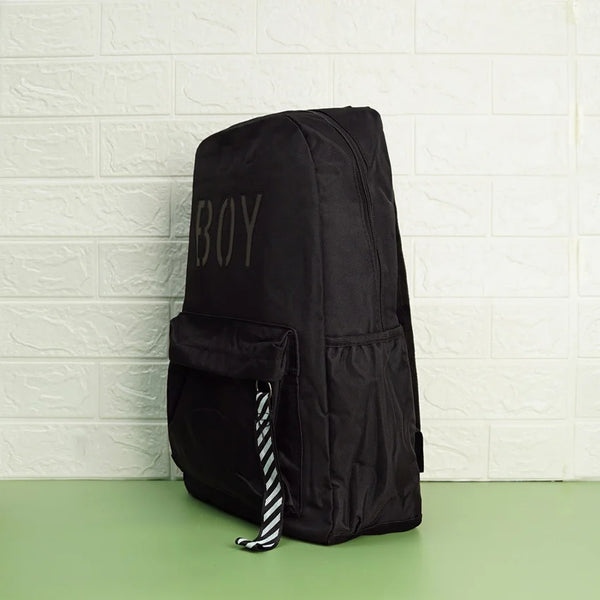 Black Luminous Logo Canvas Backpack Bag - Boy