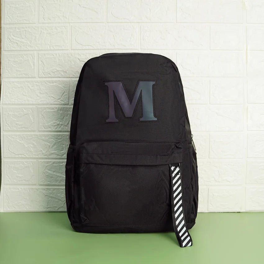 Black Luminous Logo Canvas Backpack Bag - M