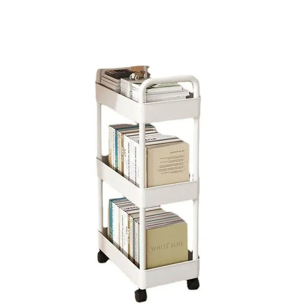 Deskside Trolley and Bookshelf Storage Rack