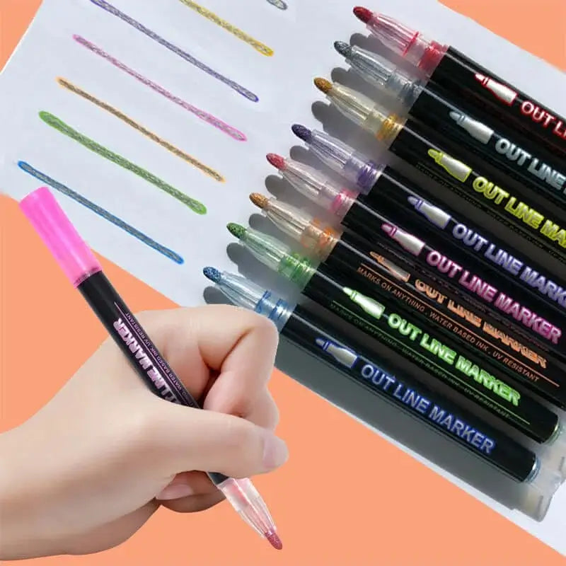 DoubleLineGlitterOutlinerMarkersSet#Fluorescentmarker#Softhighlighter#Neonmarker#Lighttonedhighlighter#Finetipmarker#Doubleendedmarker#Waterbasedmarker#Mildhighlighter#Quickdryingmarker#Delicatehighlighter#Gentlehighlighter#Pastelmarker#Highlighterpenset#Highlighterpenpack#acyrlicbrushmarkersbox