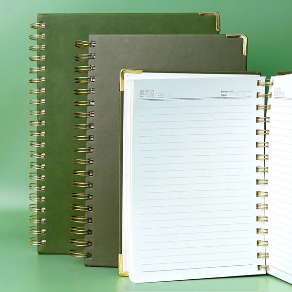 Fern Green Golden Coil Thick Notebook