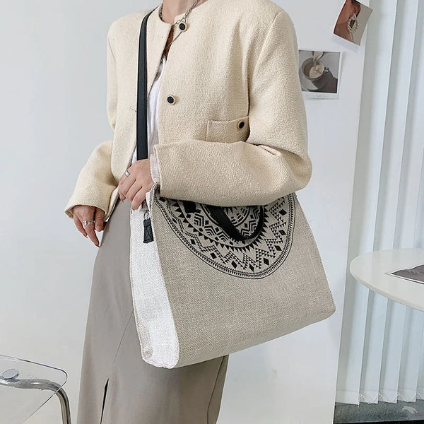 Geometric Round Portable Canvas Shoulder & Tote bag