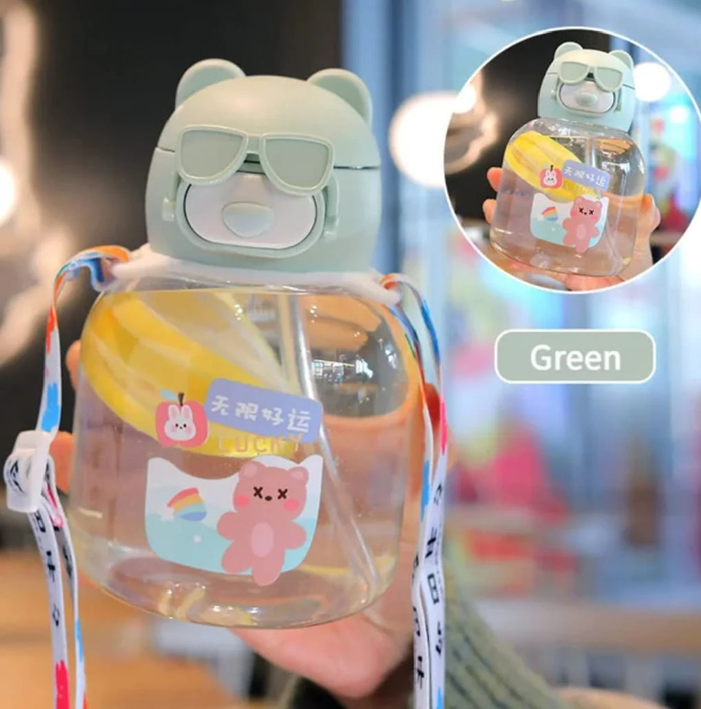 Glasses Bear Water Bottle and Sipper