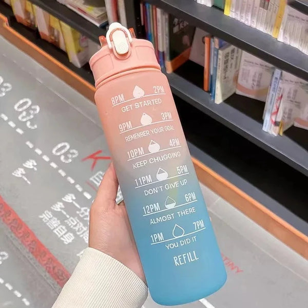 Gradient Color Plastic Water Bottle and Sipper
