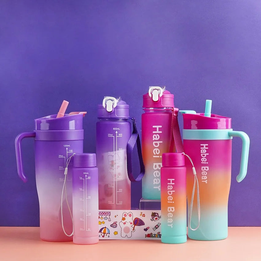 Gradient Color Tumbler Bottle Set