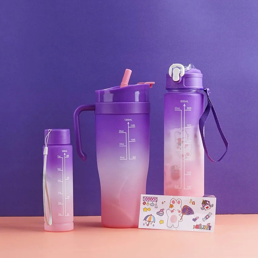 Gradient Color Tumbler Bottle Set