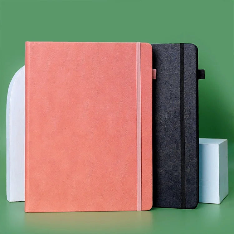 Hardcover Leather Notebook With Elastic Closure