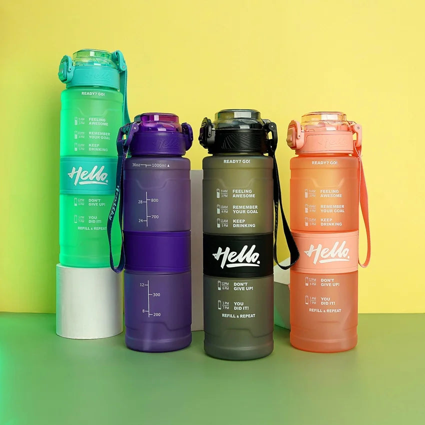 Hello Sports Motivational Quote Water Bottle