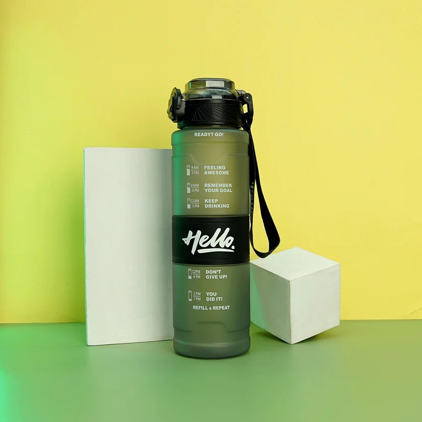 Hello Sports Motivational Quote Water Bottle