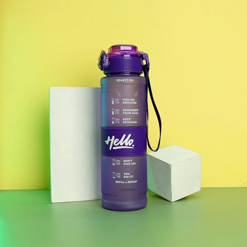 Hello Sports Motivational Quote Water Bottle