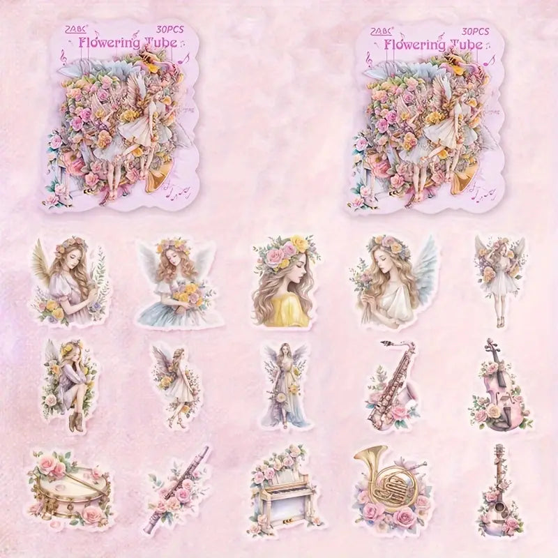 Melody of Strings Floral Fairy Stickers