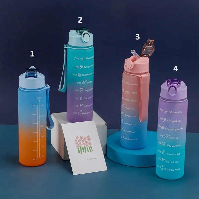 Motivational Quotes Gradient Color Plastic Water Bottle Sipper
