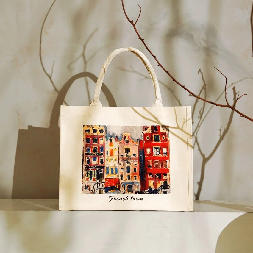 Oil Painting Series French Town Tote Bag