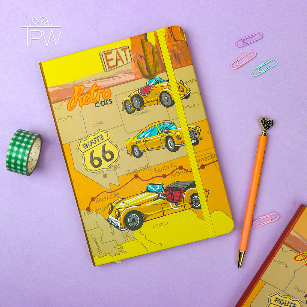 Vintage Car Theme Lined A5 Notebook