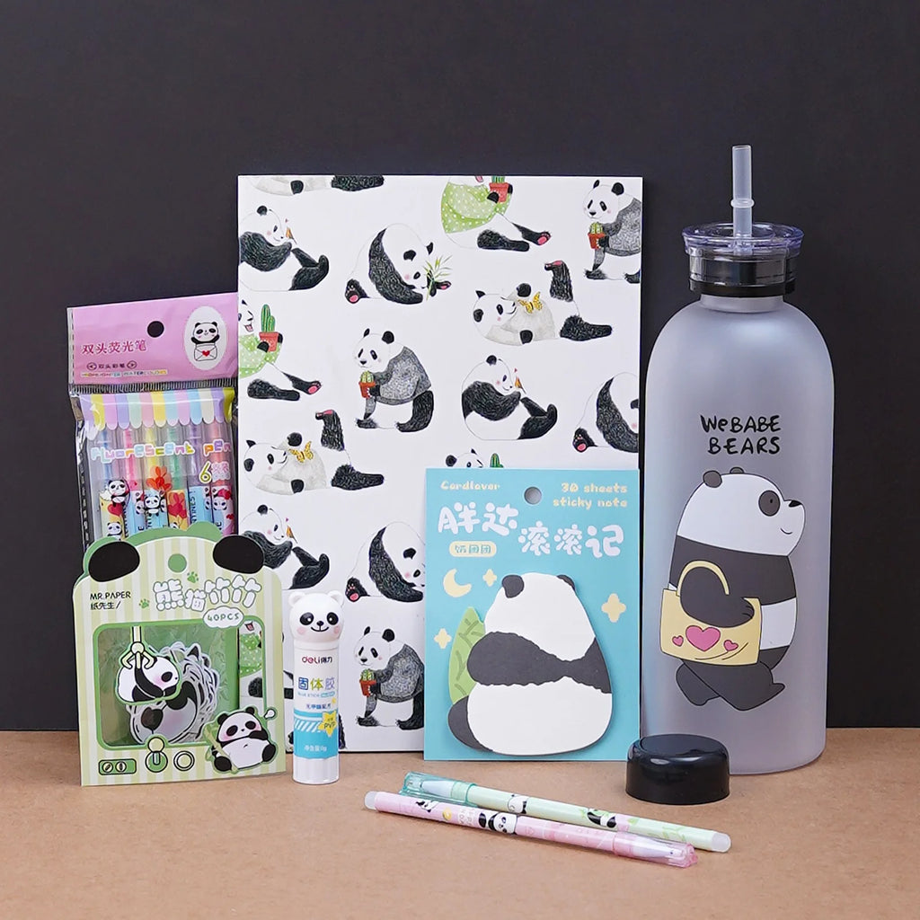 Panda Stationery Deal with Water Bottle