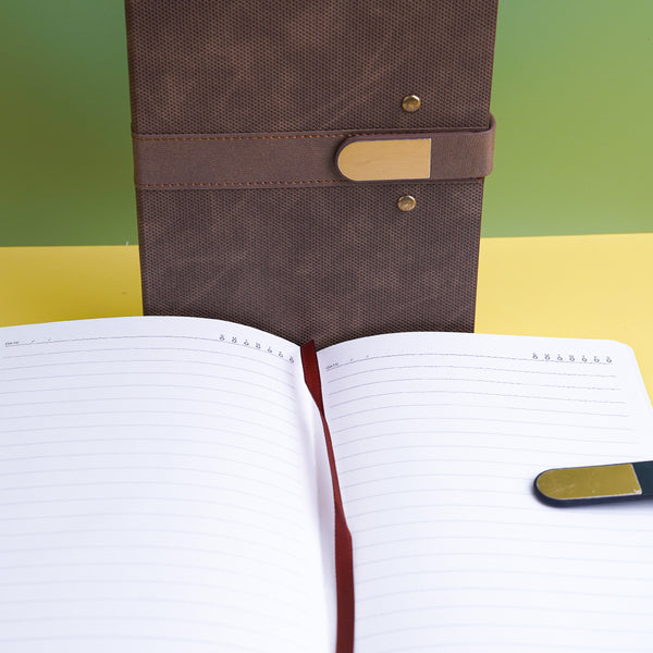 Leather Cover Notebook Diary with Magnetic Closure