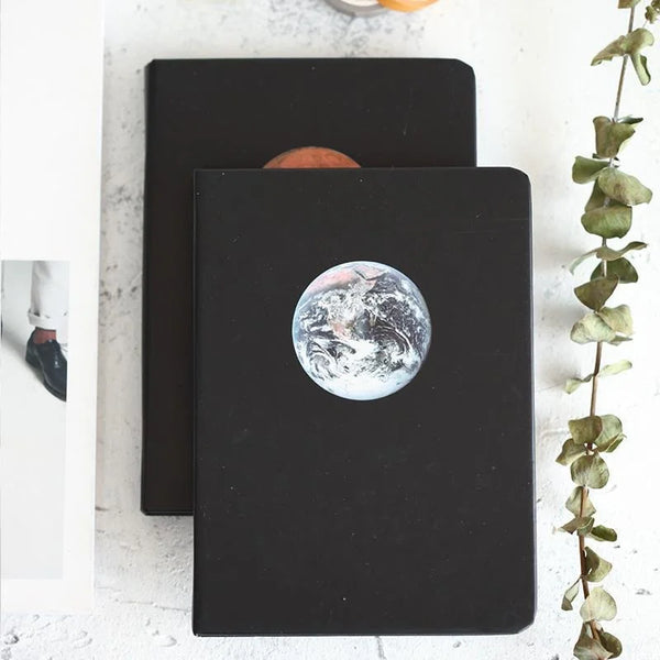 Planets Printed Black Page Journal