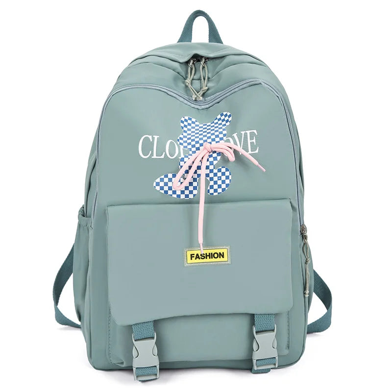 Rabbit Bear and Phrase Graphic Functional Backpack Bag