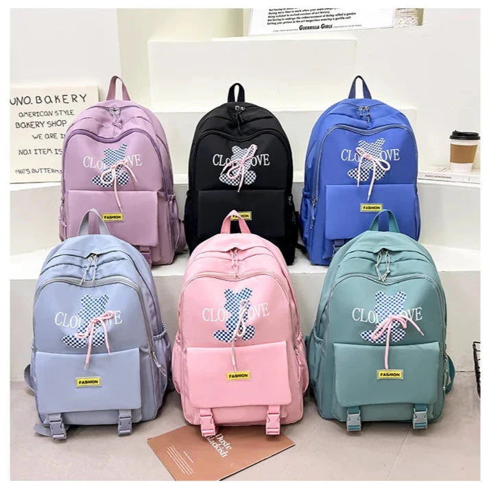 Rabbit Bear and Phrase Graphic Functional Backpack Bag