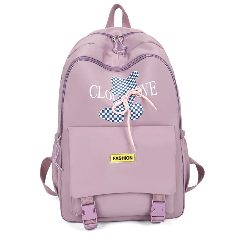 Rabbit Bear and Phrase Graphic Functional Backpack Bag