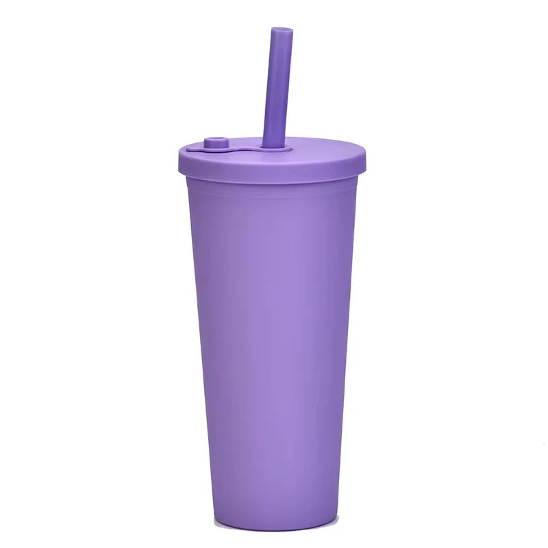 Reusable 650 ml Double Layer Insulated Boba Cup with Straw