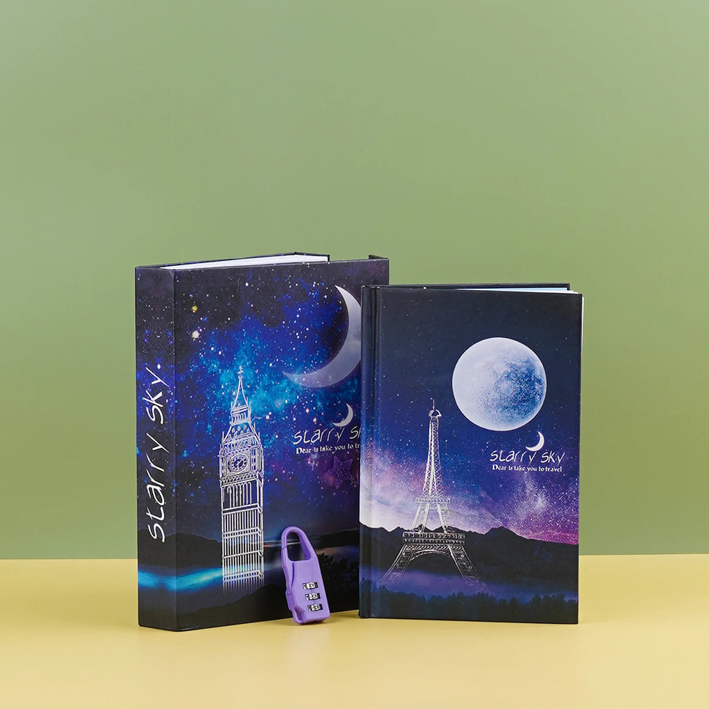 Starry Sky Retro Password Lock Dairy Journal