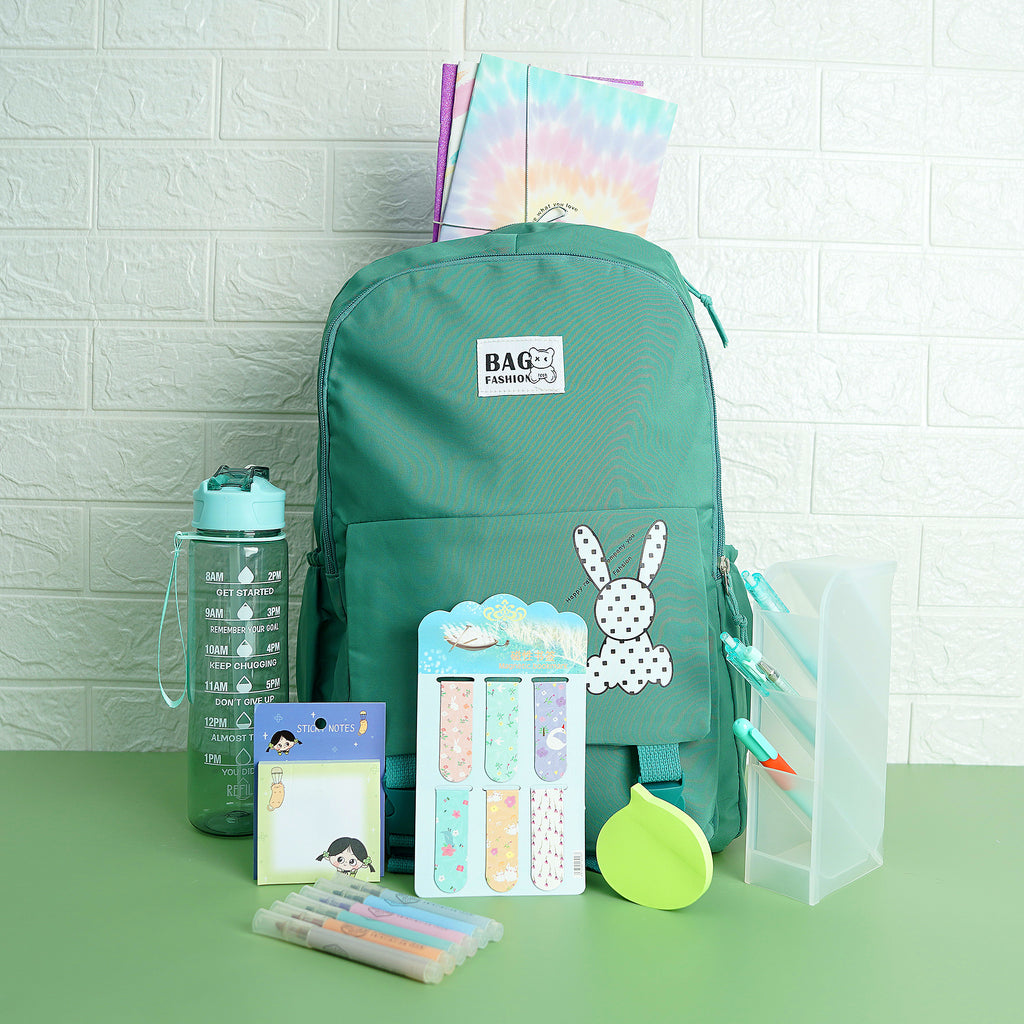 Green Bunny School Bag with Bundle Deal