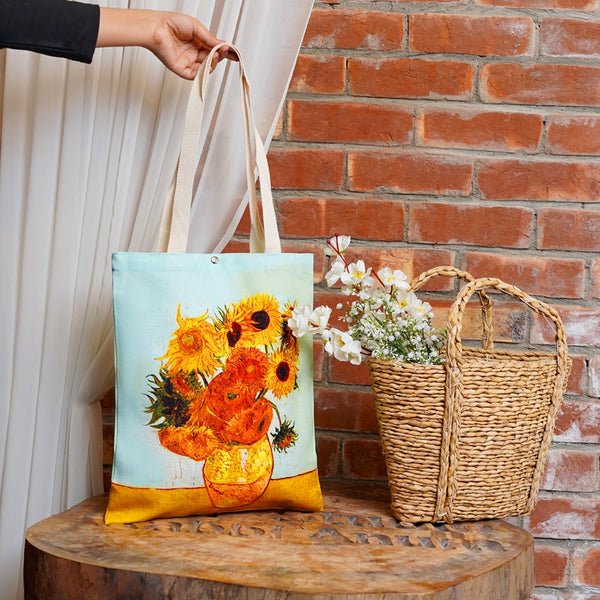 Van Gogh Painting Canvas Shoulder Bag - Sunflower