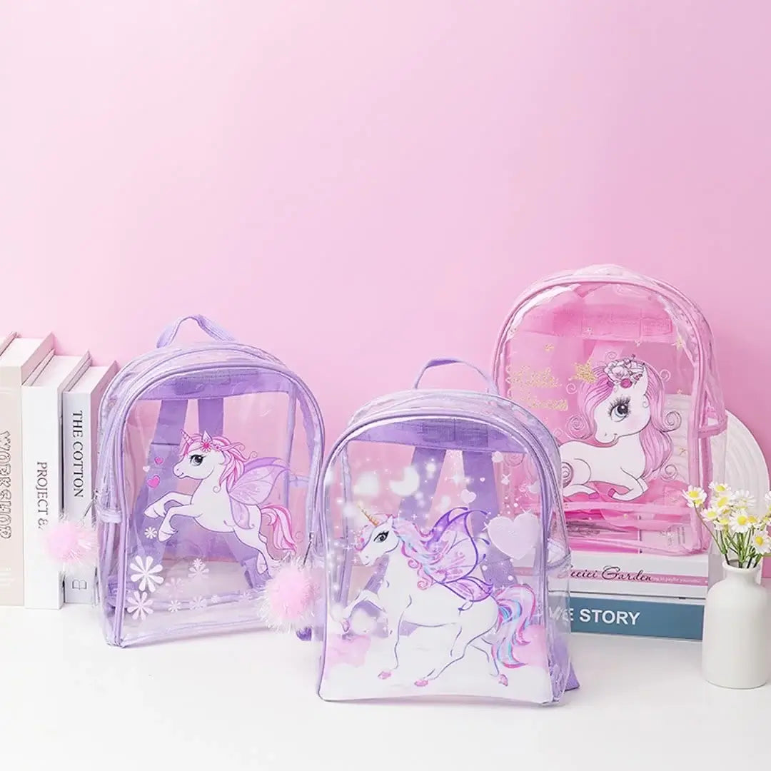 Unicorn Transparent Girls Backpack School Bag thepaperworm