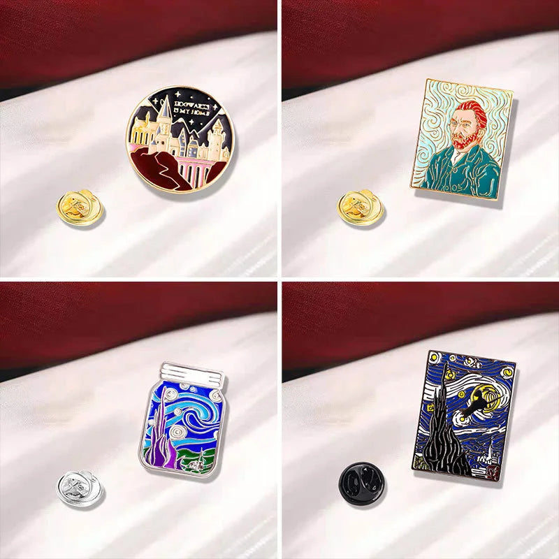 Van Gogh Oil Painted Enamel Pin And Broach