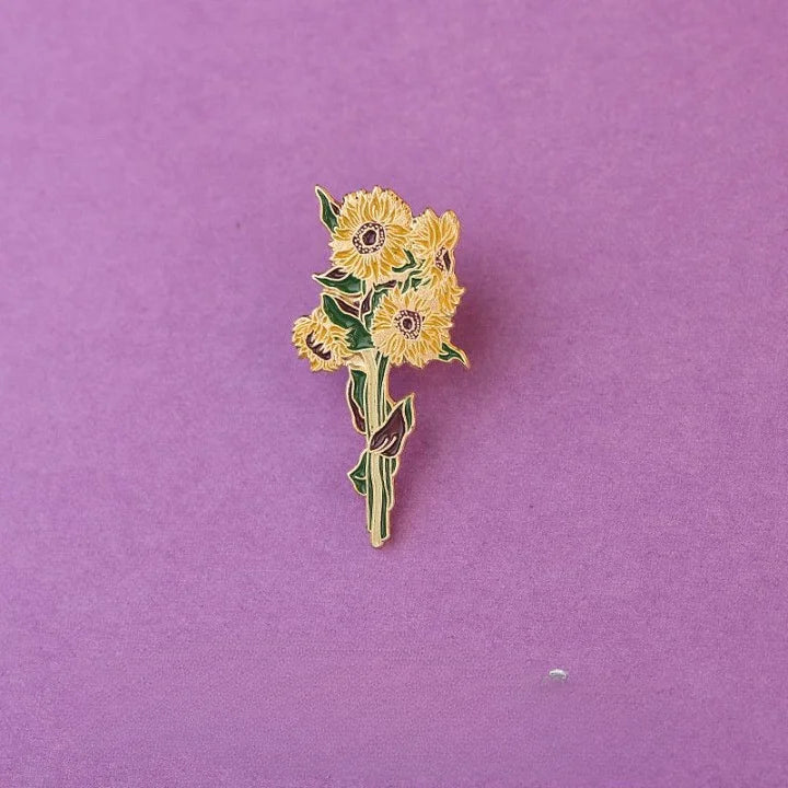 Van Gogh's Sunflower French Iris Enamel Pin