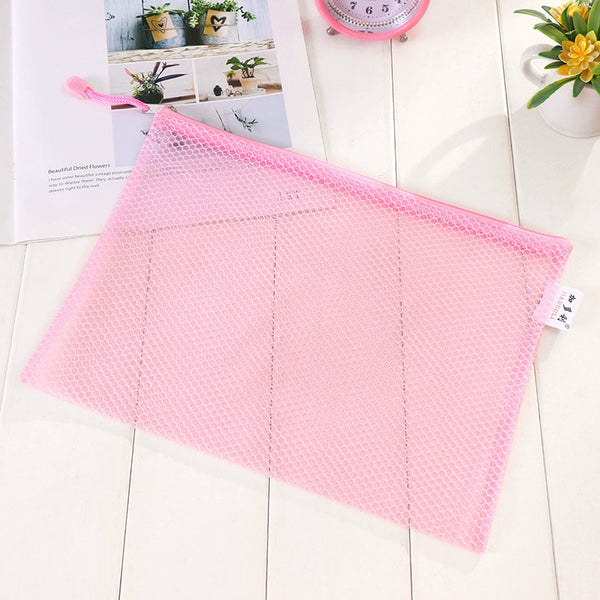 Pink Mesh Zipper Bag