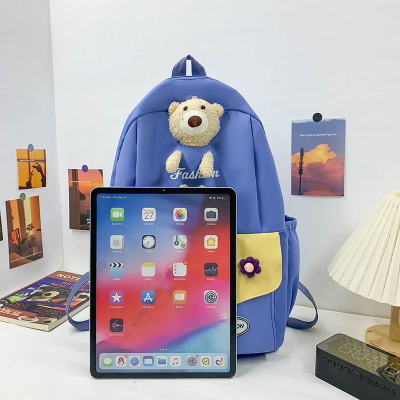 Bear Fashion Front Pocket With Buckles Backpack bag