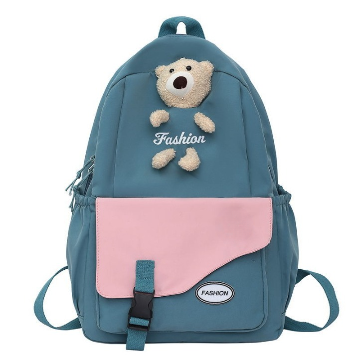 Bear Fashion Front Pocket With Buckles Backpack bag